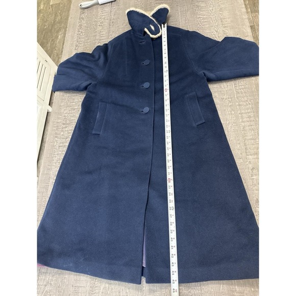 VTG 1950s 1960s Dan Berné Wool Swing Coat Faux Mink Fur Collar Blue Union USA - Picture 8 of 11